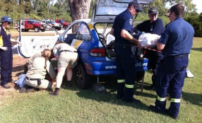 First responders train in accident scenario