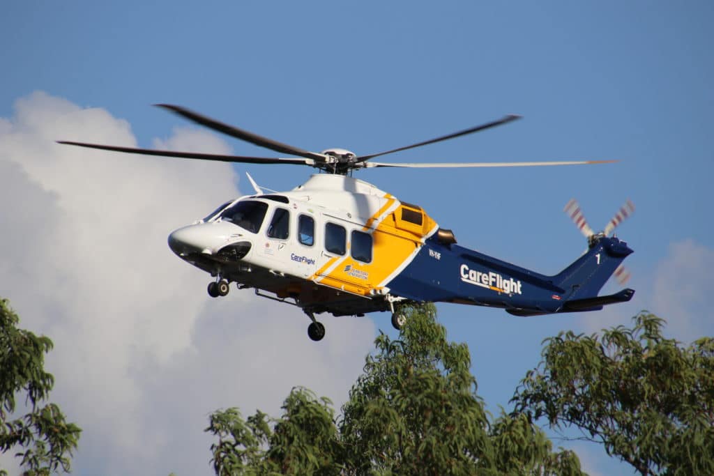 CareFlight helicopter in flight