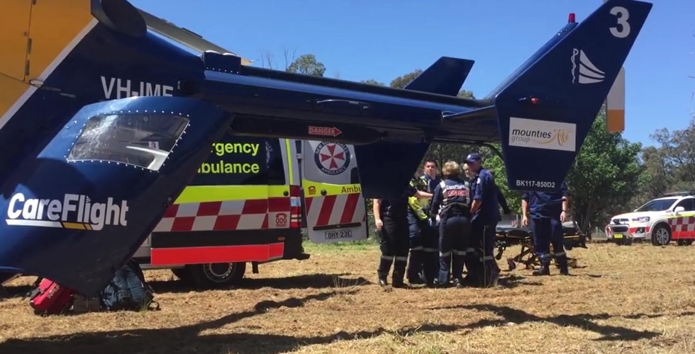 Man airlifted after falling through roof - CareFlight