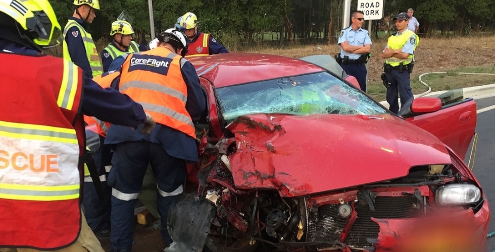 Injured Woman Trapped After Car Crash - CareFlight