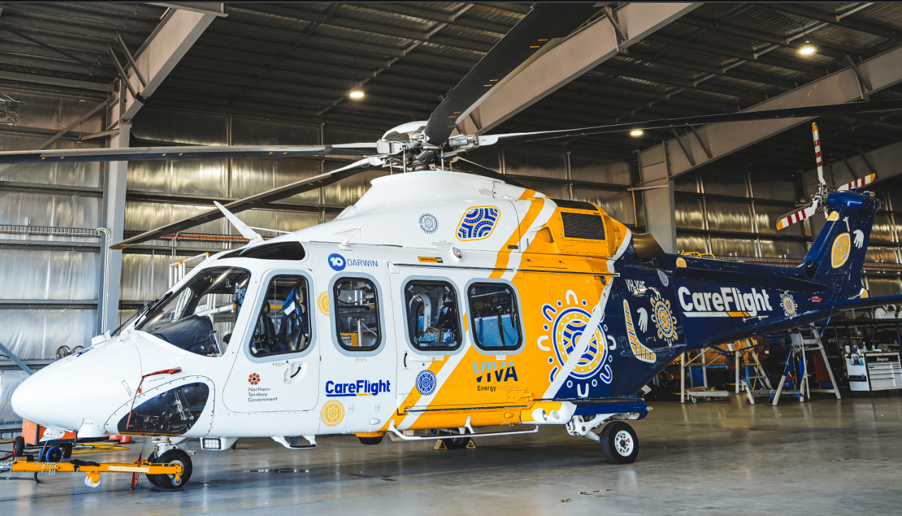 CareFlight unveils Indigenous Artwork on the NT Rescue Helicopter powered by Viva Energy  