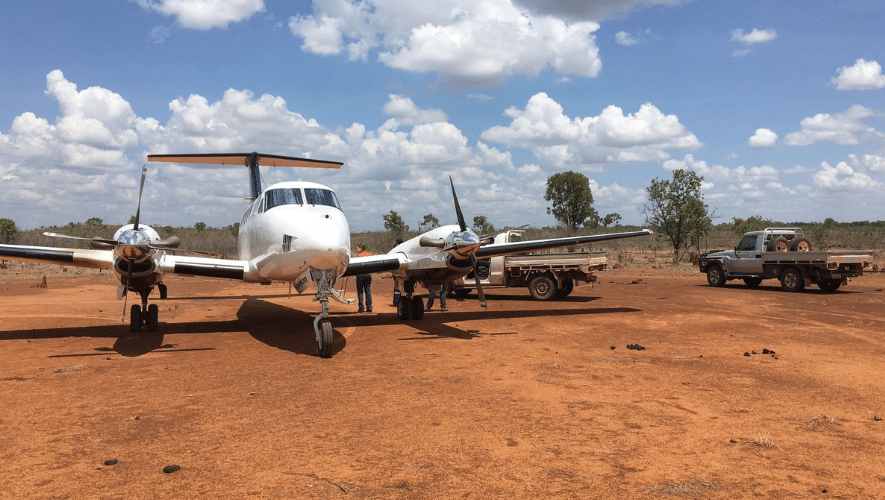 King-Air-Air-Ambulance-Picking-up-Patient-in-Rural-Australian-Bush